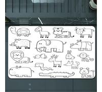 EMCLKS Tapis de Bain Antiderapant, Tapis Salle de Bain en Microfibre Douce, Tapis de Bain Absorbant, Lavable,Pépinière, Animaux Sauvages dans Un Livre de coloriage de Style Safari Africain,60x90 cm