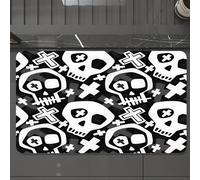 EMCLKS Tapis de Bain Antiderapant, Tapis Salle de Bain en Microfibre Douce, Tapis de Bain Absorbant, Lavable,Motif Punk sans Couture avec têtes de Mort Funky peintes audacieuses et Grunge.,60x90 cm