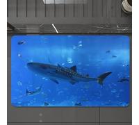 EMCLKS Tapis de Bain Antiderapant, Tapis Salle de Bain en Microfibre Douce, Tapis de Bain Absorbant, Lavable,Les Requins-Baleines nagent dans l'océan, Les majestueux Requins-Baleines, d'aut,60x90 cm