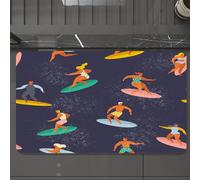 EMCLKS Tapis de Bain Antiderapant, Tapis Salle de Bain en Microfibre Douce, Tapis de Bain Absorbant, Lavable,Surf, Surf répété - avec éléments de Couleur, Mode Surf - Produits culturels et,60x90 cm