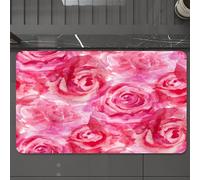 EMCLKS Tapis de Bain Antiderapant, Tapis Salle de Bain en Microfibre Douce, Tapis de Bain Absorbant, Lavable,Aquarelle Fleur, Roses mélangées à Peindre avec,60x90 cm