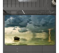 EMCLKS Tapis de Bain Antiderapant, Tapis Salle de Bain en Microfibre Douce, Tapis de Bain Absorbant, Lavable,Le Vieux Bateau Solitaire sur l'océan s'approche d'un Orage avec de la Pluie et,60x90 cm