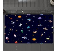 EMCLKS Tapis de Bain Antiderapant, Tapis Salle de Bain en Microfibre Douce, Tapis de Bain Absorbant, Lavable,Modèle vectoriel d'icônes spatiales et d'éléments infographiques,60x90 cm