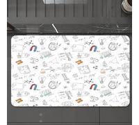 EMCLKS Tapis de Bain Antiderapant, Tapis Salle de Bain en Microfibre Douce, Tapis de Bain Absorbant, Lavable,Modèle sans Couture de Physique et de Science avec des éléments de Croquis. Illu,60x90 cm