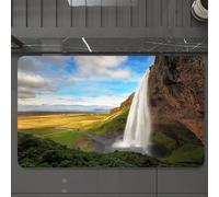 EMCLKS Tapis de Bain Antiderapant, Tapis Salle de Bain en Microfibre Douce, Tapis de Bain Absorbant, Lavable,Seljalandsfoss est l'une des Plus Belles Cascades d'Islande. Elle se Trouve au s,60x90 cm