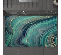 EMCLKS Tapis de Bain Antiderapant, Tapis Salle de Bain en Microfibre Douce, Tapis de Bain Absorbant, Lavable,Fond Abstrait marbré Bleu, Blanc, Vert et Turquoise. Motif marbré Liquide. Éléme,60x90 cm