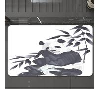 EMCLKS Tapis de Bain Antiderapant, Tapis Salle de Bain en Microfibre Douce, Tapis de Bain Absorbant, Lavable,Panda géant Assis au Zoo. Peinture Traditionnelle Chinoise. Image Monochrome. Ca,60x90 cm