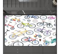 EMCLKS Tapis de Bain Antiderapant, Tapis Salle de Bain en Microfibre Douce, Tapis de Bain Absorbant, Lavable,Vélo rétro Vintage Vecteur démodé Mignon Hipster Transport Balade véhicule vélos,60x90 cm