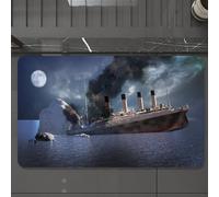 EMCLKS Tapis de Bain Antiderapant, Tapis Salle de Bain en Microfibre Douce, Tapis de Bain Absorbant, Lavable,Le paquebot Titanic s'est écrasé Contre Un Iceberg en 1912 dans l'océan Atlantiq,60x90 cm