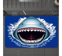 EMCLKS Tapis de Bain Antiderapant, Tapis Salle de Bain en Microfibre Douce, Tapis de Bain Absorbant, Lavable,Requins aux Dents acérées, Requin féroce, Requin Puissant, Requin agressif perça,60x90 cm