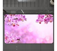 EMCLKS Tapis de Bain Antiderapant, Tapis Salle de Bain en Microfibre Douce, Tapis de Bain Absorbant, Lavable,Décor de Spa, pétales d'orchidées Sauvages dans Un Bouquet Monochrome,60x90 cm