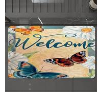 EMCLKS Tapis de Bain Antiderapant, Tapis Salle de Bain en Microfibre Douce, Tapis de Bain Absorbant, Lavable,Iris Violets et Rouges, Fleur botanique Florale. Feuille de Printemps Sauvage, f,60x90 cm