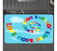 EMCLKS Tapis de Bain Antiderapant, Tapis Salle de Bain en Microfibre Douce, Tapis de Bain Absorbant, Lavable,Message d'amour, d'espoir, de Paix et de Joie aux Couleurs de l'arc-en-Ciel avec,60x90 cm