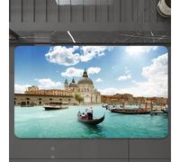 EMCLKS Tapis de Bain Antiderapant, Tapis Salle de Bain en Microfibre Douce, Tapis de Bain Absorbant, Lavable,Photo de Venise, gondoles vénitiennes et Lagune adriatique, Italie Urbaine,60x90 cm