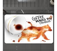 EMCLKS Tapis de Bain Antiderapant, Tapis Salle de Bain en Microfibre Douce, Tapis de Bain Absorbant, Lavable,Affiche dessinée avec Une Empreinte d'ours et Une Tasse inversée avec Le lettrag,60x90 cm