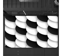 EMCLKS Tapis de Bain Antiderapant, Tapis Salle de Bain en Microfibre Douce, Tapis de Bain Absorbant, Lavable,Motif continu de Cercles Noirs et Blancs avec Ombres portées. Version matriciell,60x90 cm