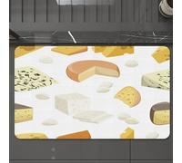 EMCLKS Tapis de Bain Antiderapant, Tapis Salle de Bain en Microfibre Douce, Tapis de Bain Absorbant, Lavable,Morceaux de Fromage à Motif sans Couture Type Populaire d'icônes de Fromage isol,60x90 cm