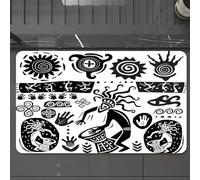 EMCLKS Tapis de Bain Antiderapant, Tapis Salle de Bain en Microfibre Douce, Tapis de Bain Absorbant, Lavable,Figures primitives et préhistoriques, Conception de grottes avec des Symboles d',60x90 cm