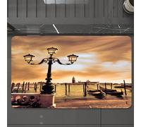 EMCLKS Tapis de Bain Antiderapant, Tapis Salle de Bain en Microfibre Douce, Tapis de Bain Absorbant, Lavable,Venise, gondoles de la Lagune de Venise amarrées par la Place Saint-Marc sur Les,60x90 cm