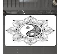 EMCLKS Tapis de Bain Antiderapant, Tapis Salle de Bain en Microfibre Douce, Tapis de Bain Absorbant, Lavable,Ying Yang, caractères asiatiques Yin Yang pour Le Mouvement et l'harmonie dans l,60x90 cm