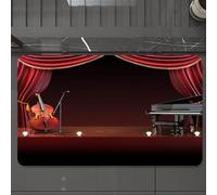EMCLKS Tapis de Bain Antiderapant, Tapis Salle de Bain en Microfibre Douce, Tapis de Bain Absorbant, Lavable,Théâtre Musical, Orchestre symphonique, Rideaux de scène, Piano, Violoncelle,60x90 cm
