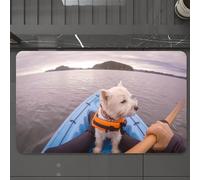 EMCLKS Tapis de Bain Antiderapant, Tapis Salle de Bain en Microfibre Douce, Tapis de Bain Absorbant, Lavable,West Highland White Terrier, Chien Westie Portant Un Gilet de Sauvetage, Faisant,60x90 cm