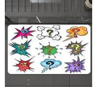 EMCLKS Tapis de Bain Antiderapant, Tapis Salle de Bain en Microfibre Douce, Tapis de Bain Absorbant, Lavable,Points d'interrogation en Forme de Bulle de Dialogue Pop Art.,60x90 cm