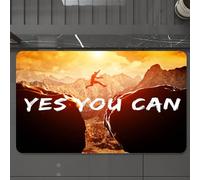 EMCLKS Tapis de Bain Antiderapant, Tapis Salle de Bain en Microfibre Douce, Tapis de Bain Absorbant, Lavable,Oui, Vous Pouvez, Citations inspirantes et motivantes sur Le thème de l'escalade,60x90 cm