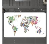 EMCLKS Tapis de Bain Antiderapant, Tapis Salle de Bain en Microfibre Douce, Tapis de Bain Absorbant, Lavable,Divers Billets de Banque du Monde illustrant l'économie Mondiale sous la Forme d,60x90 cm