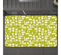 EMCLKS Tapis de Bain Antiderapant, Tapis Salle de Bain en Microfibre Douce, Tapis de Bain Absorbant, Lavable,Modèle sans Couture d'icônes de Recyclage des déchets. Utilisation des déchets.,60x90 cm