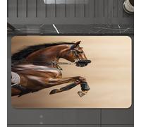 EMCLKS Tapis de Bain Antiderapant, Tapis Salle de Bain en Microfibre Douce, Tapis de Bain Absorbant, Lavable,Chevaux, Cheval alezan Saute en Hackamore Force Vitale Force Honneur Amour,60x90 cm