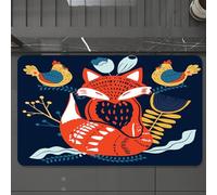 EMCLKS Tapis de Bain Antiderapant, Tapis Salle de Bain en Microfibre Douce, Tapis de Bain Absorbant, Lavable,Art Populaire scandinave avec Imitation de Renard en Bloc de Style Nordique,60x90 cm