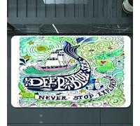 EMCLKS Tapis de Bain Antiderapant, Tapis Salle de Bain en Microfibre Douce, Tapis de Bain Absorbant, Lavable,Baleine, Jolie Baleine sur Un océan ondulé nageant vers Une île avec des Palmier,60x90 cm