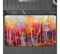 EMCLKS Tapis de Bain Antiderapant, Tapis Salle de Bain en Microfibre Douce, Tapis de Bain Absorbant, Lavable,Nature, Peinture de Nature Vivante avec des Arbres dans la forêt d'automne Œuvre,60x90 cm