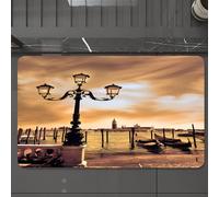 EMCLKS Tapis de Bain Antiderapant, Tapis Salle de Bain en Microfibre Douce, Tapis de Bain Absorbant, Lavable,Lagune de Venise. Gondoles amarrées Place Saint-Marc sur Les Grands Canals la Nu,60x90 cm