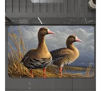 EMCLKS Tapis de Bain Antiderapant, Tapis Salle de Bain en Microfibre Douce, Tapis de Bain Absorbant, Lavable,Deux oies dans Leur Environnement Naturel présentent des Plumes Uniques et sont,60x90 cm