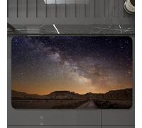 EMCLKS Tapis de Bain Antiderapant, Tapis Salle de Bain en Microfibre Douce, Tapis de Bain Absorbant, Lavable,Nuit, Voie Lactée sur Le désert des Bardenas Espagne Vue éthérée Collines Arides,60x90 cm