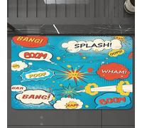 EMCLKS Tapis de Bain Antiderapant, Tapis Salle de Bain en Microfibre Douce, Tapis de Bain Absorbant, Lavable,Bulles de Dialogue de Bande dessinée à Motifs dans Un Style Pop Art,60x90 cm
