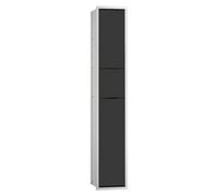 Emco Asis 150 Module de rangement encastré pour toilettes invités, armoire de salle de bain, porte-papier toilette, poubelle et porte-brosse de toilette, armoire haute avec fonction push to Open, noir