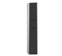 EMCO Asis 150 Module de rangement encastré pour toilettes invités, armoire de salle de bain, porte-papier toilette, poubelle et porte-brosse de toilette, armoire haute avec fonction push to Open, noir