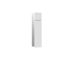 Emco ASIS Pure Meuble de Salle de Bain encastré avec Porte-Papier Toilette et Compartiment, Armoire Haute Push to Open, butée à Gauche, Blanc Mat, 17 cm x 73 cm x