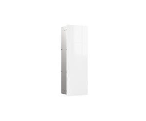 emco asis pure Module d'armoire, montage encastré, charnière de porte à gauche, façade en verre, 730x250mm, 2 étagères en verre, 975527406, Couleur: blanc alpin