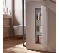 emco asis pure Module d'armoire, montage encastré, charnière de porte à droite, façade en verre, 730x250mm, 2 étagères en verre, 975528407, Couleur: Blanc alpin Mat