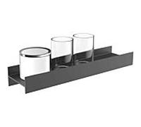 Emco Aura porte-verre/distributeur de savon liquide 853113401 noir mat, 2x verre cristal clair, avec gobelet à enfiler cristal verre satiné