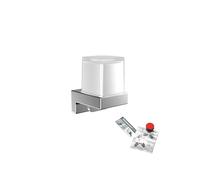 Emco Distributeur de Savon Liquide avec kit de Collage & gobelet en Verre Cristal, métal, chromé, Normal