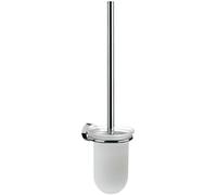 EMCO Ensemble brosse de toilette RONDO 2 récipients verre cristal satiné, poignée de brosse chromée chromée 451500101