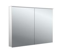 Emco flat 2 armoire à miroir éclairée en saillie design 979706404 1000x711mm, LED, avec voile de lumière, 2 portes, aluminium