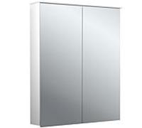 Emco flat 2 armoire à glace lumineuse en saillie design 979706402 600x711mm, LED, avec voile lumineuse, 2 portes, aluminium