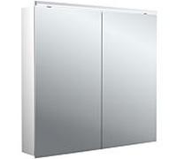 Emco flat 2 Classic armoire à miroir éclairée en saillie 979706503 800x729mm, éclairage supérieur à LED, 2 portes, aluminium