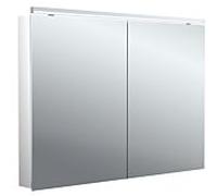 Emco flat 2 Classic armoire à miroir éclairée en saillie 979706504 1000x729mm, éclairage supérieur à LED, 2 portes, aluminium